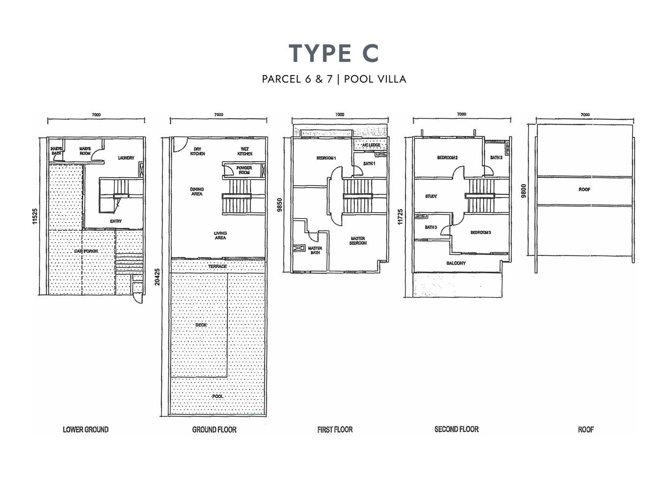 Empire Residence Type C Pool Villa floor plan